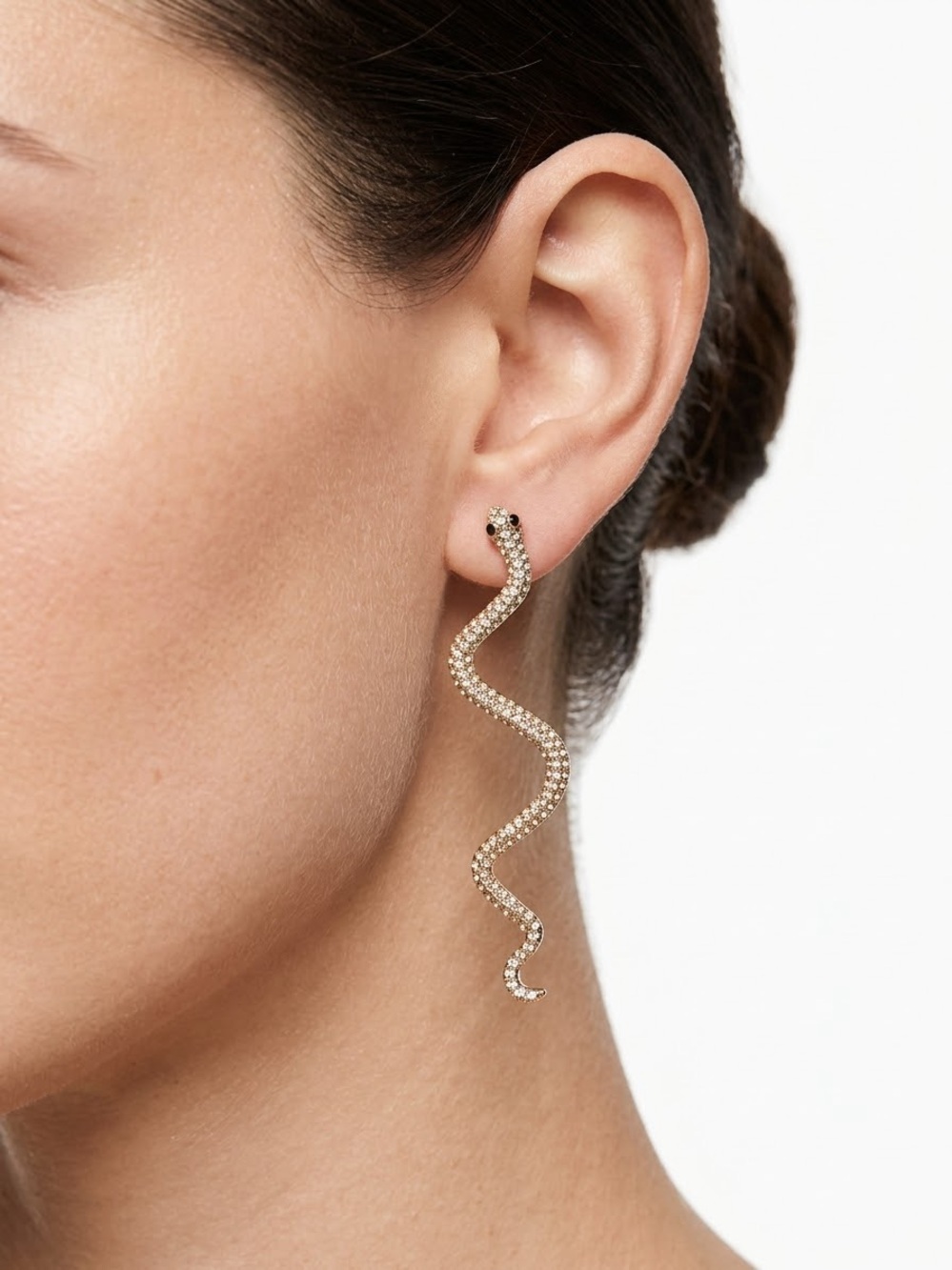 Gold Crystal Snake Drop Earrings - Women Jewelry